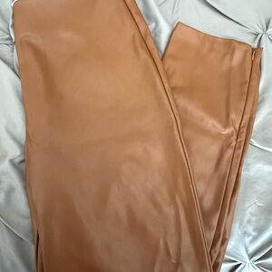 Tan Faux Leather Pants